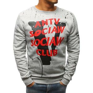 Gray men's sweatshirt with print BX3616 vyobraziť
