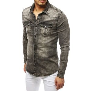 Gray men's denim shirt DX1840 vyobraziť
