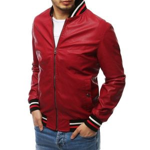 Red men's transitional leather jacket TX3281 vyobraziť