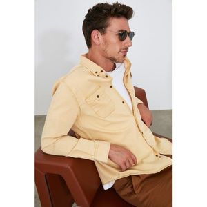 Trendyol Regular Fit Denim Shirt with Double Pocket with Yellow Male Metal Button vyobraziť