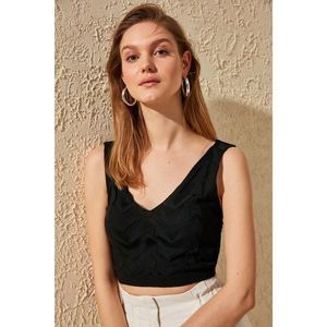 Trendyol Black Crop Summer Knitwear Blouse vyobraziť