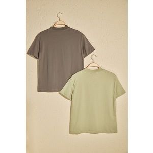 Trendyol Mint Upright Collar 2 Pack Basic Knitted Tshirt T-Shirt vyobraziť