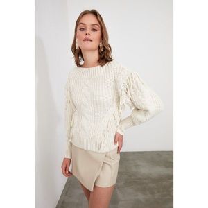 Trendyol Ekru Tassel Knitwear Sweater vyobraziť