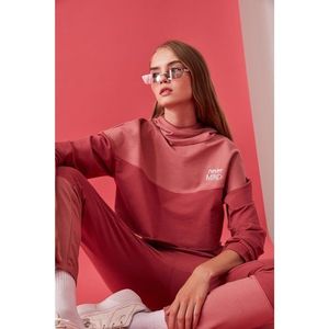 Trendyol Crop Hooded Knitted Sweatshirt WITH Rose Dry Embroidery vyobraziť
