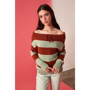 Trendyol Mint Lace Detailed Carmen Collar Knitwear Sweater vyobraziť