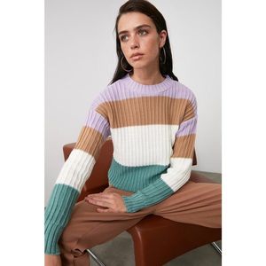 Trendyol Lila Color Block Knitwear Sweater vyobraziť