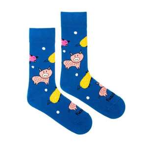 Modré vzorované ponožky Fusakle Zlaté prase vyobraziť