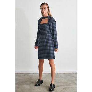 Trendyol Navy Checkered Dress vyobraziť