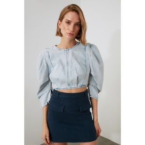 Trendyol Indigo Pocket Detailed Skirt vyobraziť