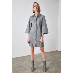 Trendyol Grey Leather Looking Dress vyobraziť