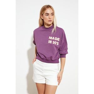 Trendyol Purple Upright Collar Embroidered Knitted Sweatshirt Sweatshirt vyobraziť
