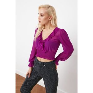 Trendyol Chiffon Blouse With Purple Collar Detail vyobraziť