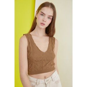 Trendyol Mink Crop Summer Knitwear Blouse vyobraziť