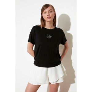 Trendyol Black Printed Knitted T-Shirt vyobraziť