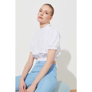 Trendyol White Right Collar Blouse vyobraziť