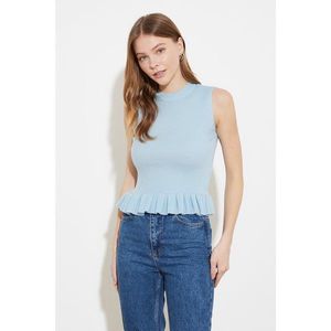 Trendyol Light Blue Ruffly Knitwear Blouse vyobraziť