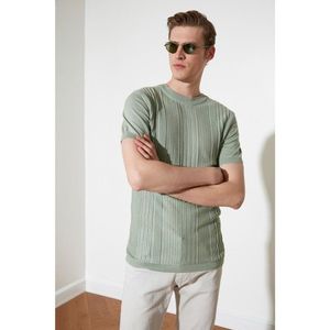 Trendyol Mint Male Slim Fit Bike Collar Knitwear T-Shirt vyobraziť