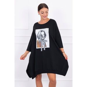 Dress with print and flared bottom black vyobraziť