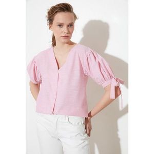 Trendyol Pink V-Neck Shirt vyobraziť
