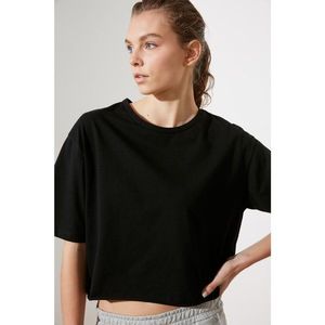 Trendyol Black Loose Crop Knitted T-Shirt vyobraziť