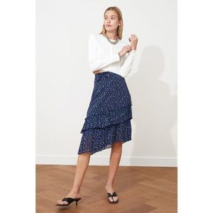 Trendyol Navy Blue Flower Detailed Skirt vyobraziť