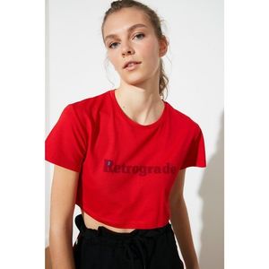Trendyol Red Printed Crop Sports T-Shirt vyobraziť