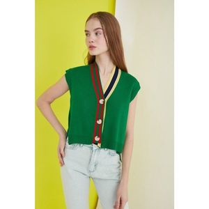 Trendyol Green Striped Knitwear Cardigan vyobraziť