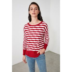 Trendyol Red Striped Knitwear Sweater vyobraziť