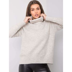 RUE PARIS Gray and silver turtleneck sweater vyobraziť