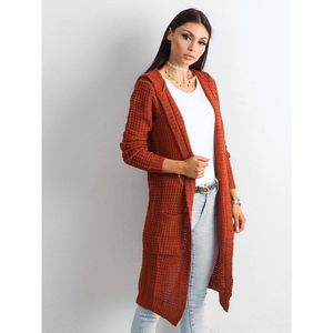 Long, knitted women´s brick-red sweater vyobraziť