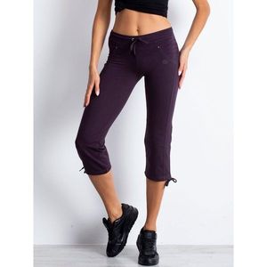 Women´s dark purple capri sweatpants with an application of rhinestones vyobraziť