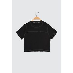 Trendyol Black Crop Knitted T-Shirt vyobraziť