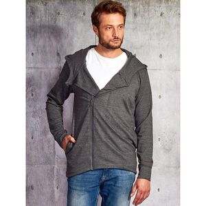 Dark gray men´s sweatshirt with an asymmetric fastening vyobraziť