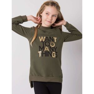 Khaki sweatshirt for a girl with sequins vyobraziť