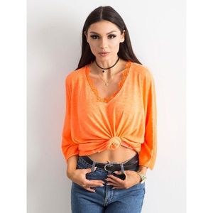 Fluo orange lace blouse with lace trim vyobraziť