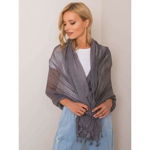 Gray patterned shawl with fringes vyobraziť