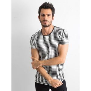 Ecru men´s t-shirt with black stripes vyobraziť