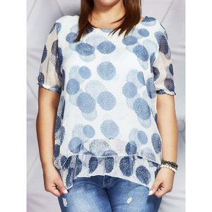 Blue haze blouse with colorful PLUS SIZE patterns vyobraziť