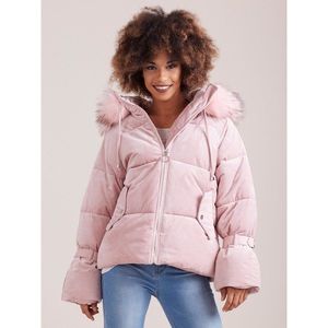 Winter pink velvet down jacket vyobraziť