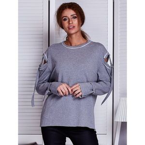 Gray women´s sweatshirt with cutouts vyobraziť