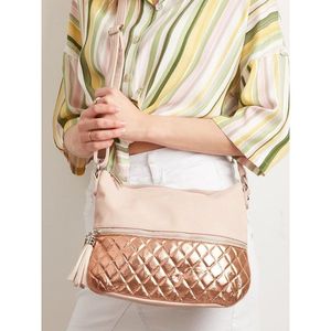 Handbag with a quilted shiny insert, light pink vyobraziť