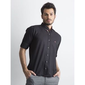 Men´s black regular fit shirt with rolled up sleeves vyobraziť