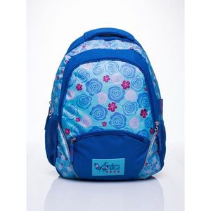 Blue backpack for a girl with flowers vyobraziť
