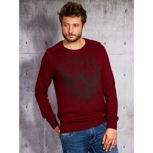 Men´s sweater with a burgundy print vyobraziť
