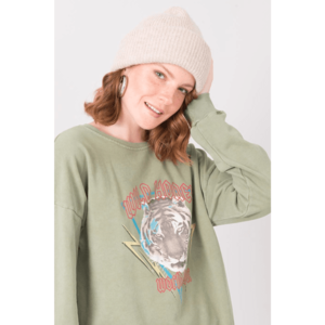 BSL Light khaki sweatshirt with a tiger print vyobraziť