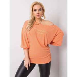 RUE PARIS Orange plus size blouse with embroidery vyobraziť