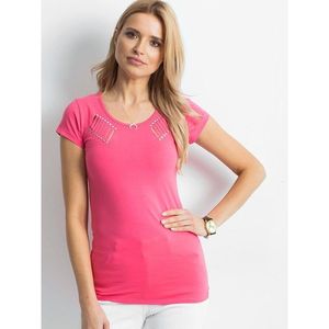 Coral T-shirt with application and slits vyobraziť