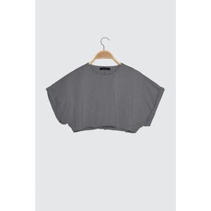 Trendyol Gray Super Crop Knitted T-Shirt vyobraziť
