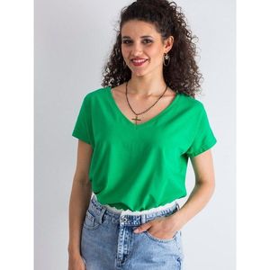 V-neck cotton t-shirt, dark green vyobraziť