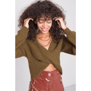 BSL Khaki-brown wrap sweater vyobraziť